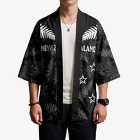 Custom New Zealand Silver Fern Football Kimono Go Aotearoa Grunge Black - Polynesian Pride