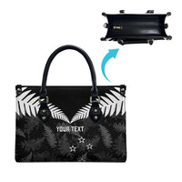 Custom New Zealand Silver Fern Football Leather Bag Go Aotearoa Grunge Black - Polynesian Pride