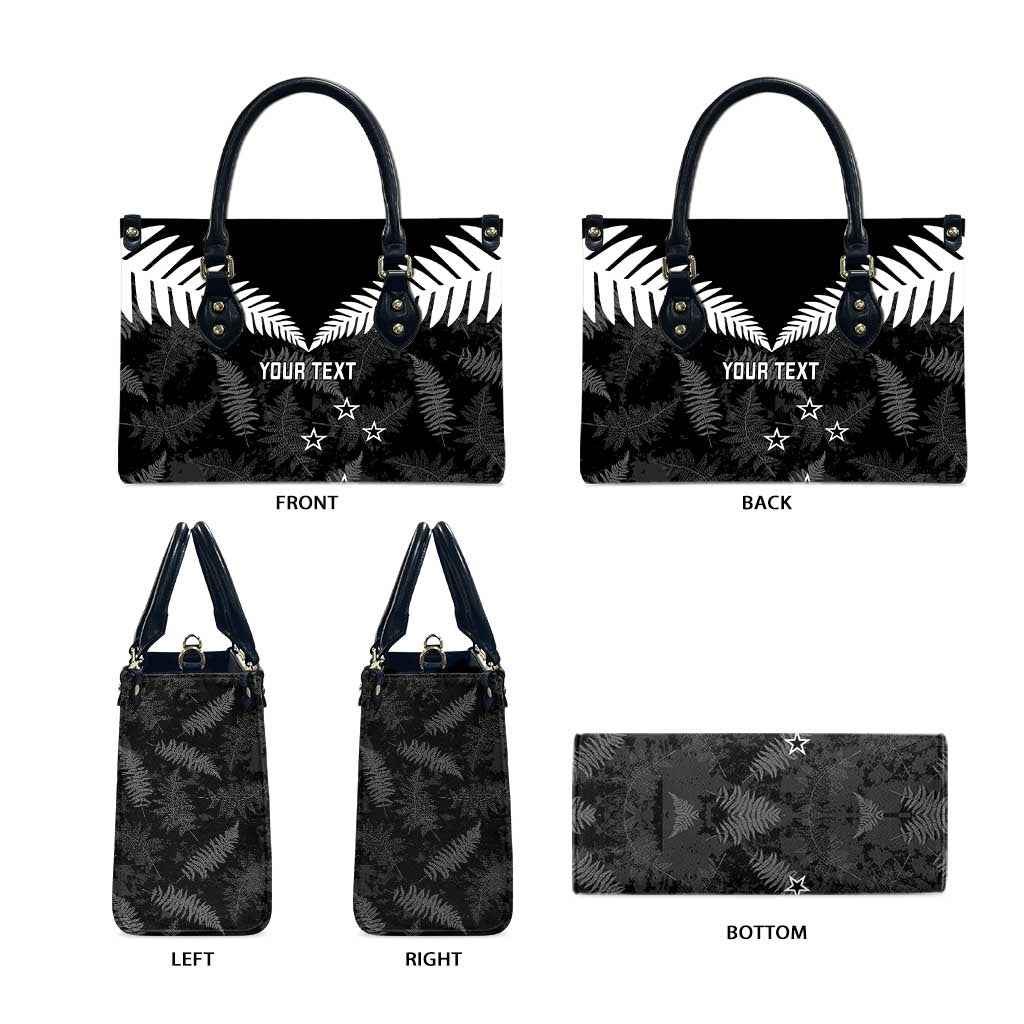 Custom New Zealand Silver Fern Football Leather Bag Go Aotearoa Grunge Black - Polynesian Pride