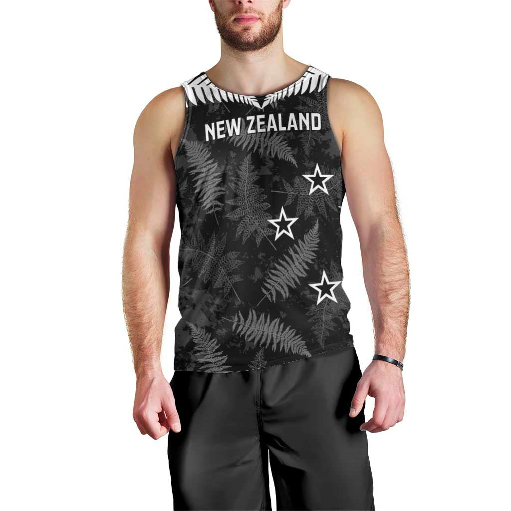 Custom New Zealand Silver Fern Football Men Tank Top Go Aotearoa Grunge Black - Polynesian Pride