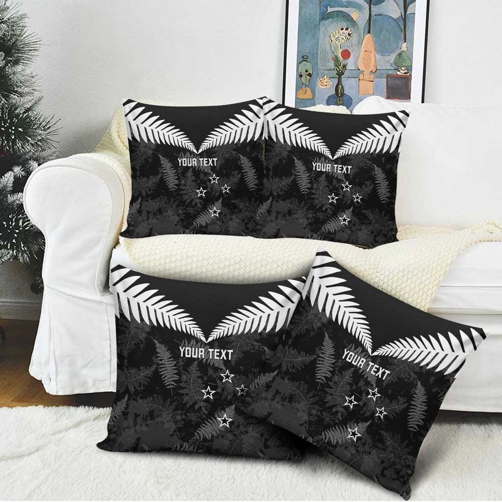 Custom New Zealand Silver Fern Football Pillow Cover Go Aotearoa Grunge Black - Polynesian Pride