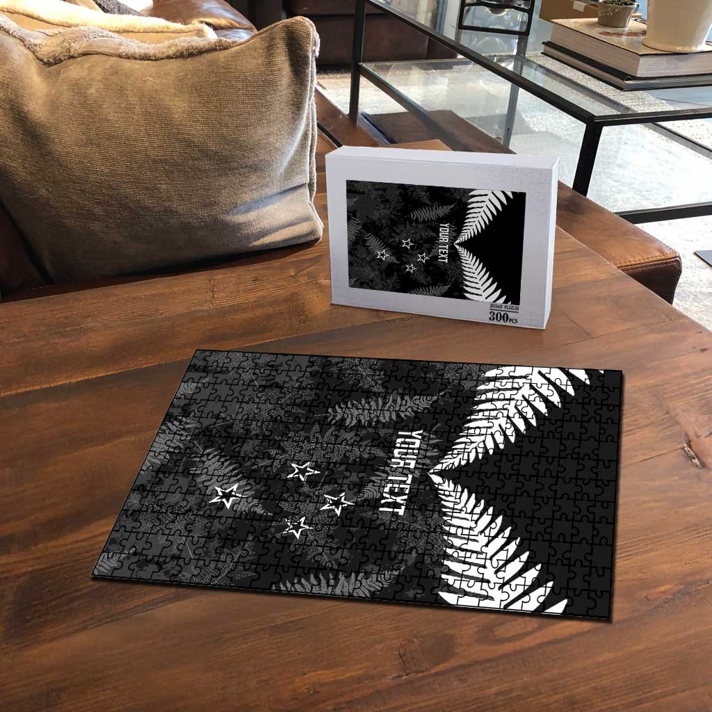 Custom New Zealand Silver Fern Football Puzzle Go Aotearoa Grunge Black - Polynesian Pride