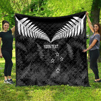 Custom New Zealand Silver Fern Football Quilt Go Aotearoa Grunge Black - Polynesian Pride