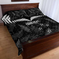 Custom New Zealand Silver Fern Football Quilt Bed Set Go Aotearoa Grunge Black - Polynesian Pride