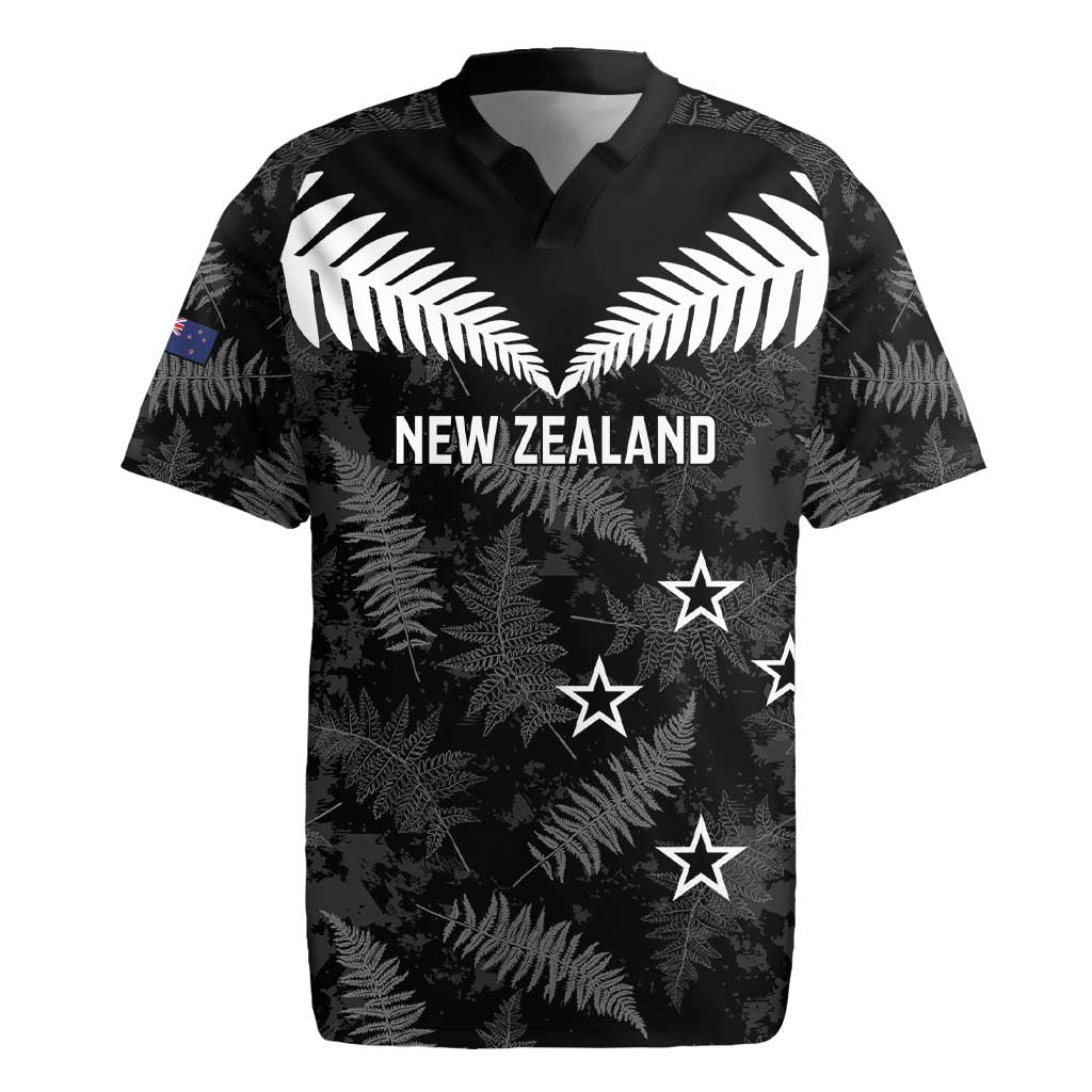 Custom New Zealand Silver Fern Football Rugby Jersey Go Aotearoa Grunge Black - Polynesian Pride