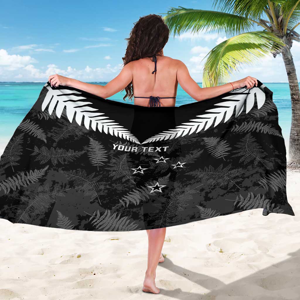 Custom New Zealand Silver Fern Football Sarong Go Aotearoa Grunge Black - Polynesian Pride