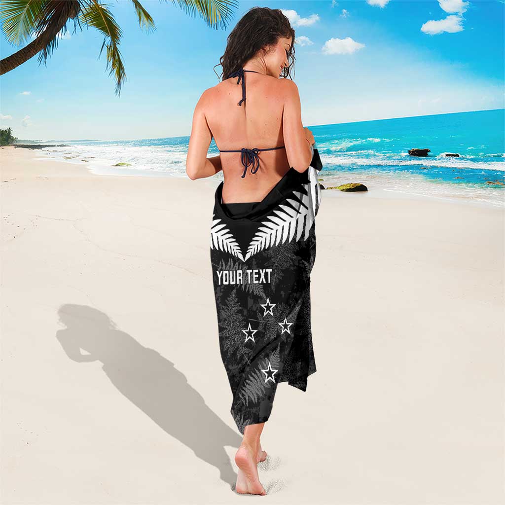 Custom New Zealand Silver Fern Football Sarong Go Aotearoa Grunge Black - Polynesian Pride
