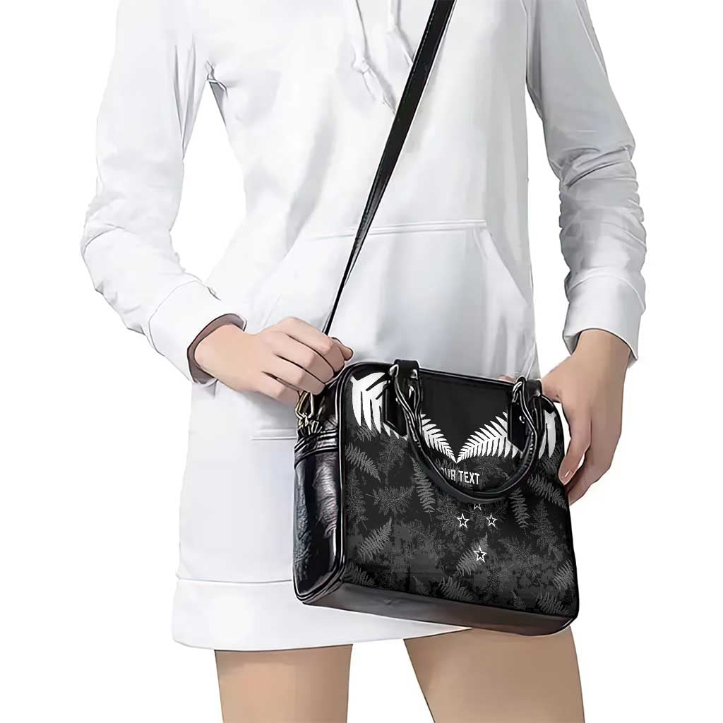 Custom New Zealand Silver Fern Football Shoulder Handbag Go Aotearoa Grunge Black - Polynesian Pride