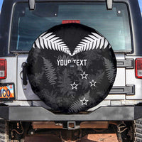 Custom New Zealand Silver Fern Football Spare Tire Cover Go Aotearoa Grunge Black - Polynesian Pride