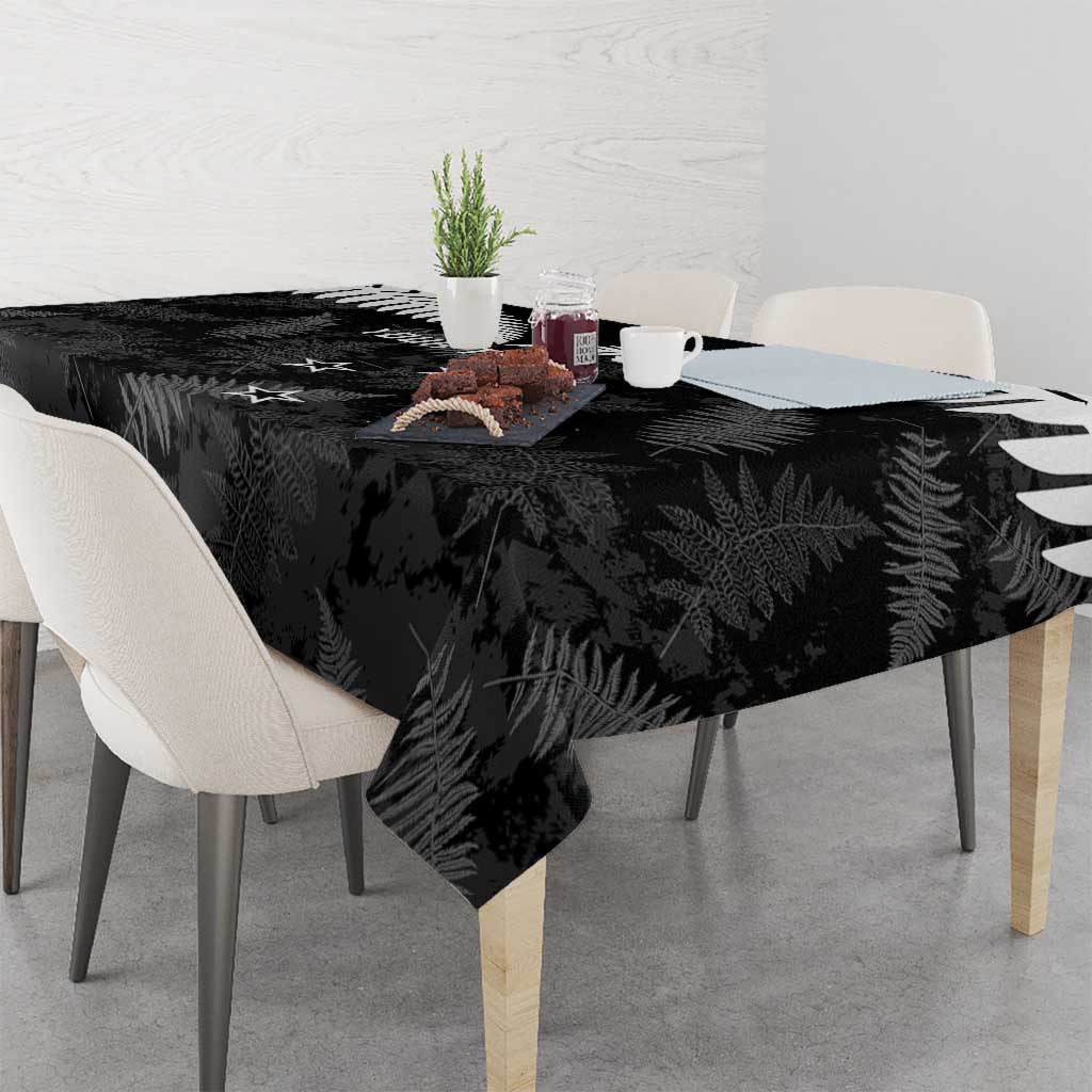 Custom New Zealand Silver Fern Football Tablecloth Go Aotearoa Grunge Black - Polynesian Pride