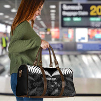 Custom New Zealand Silver Fern Football Travel Bag Go Aotearoa Grunge Black - Polynesian Pride