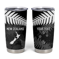 Custom New Zealand Silver Fern Football Tumbler Cup Go Aotearoa Grunge Black - Polynesian Pride
