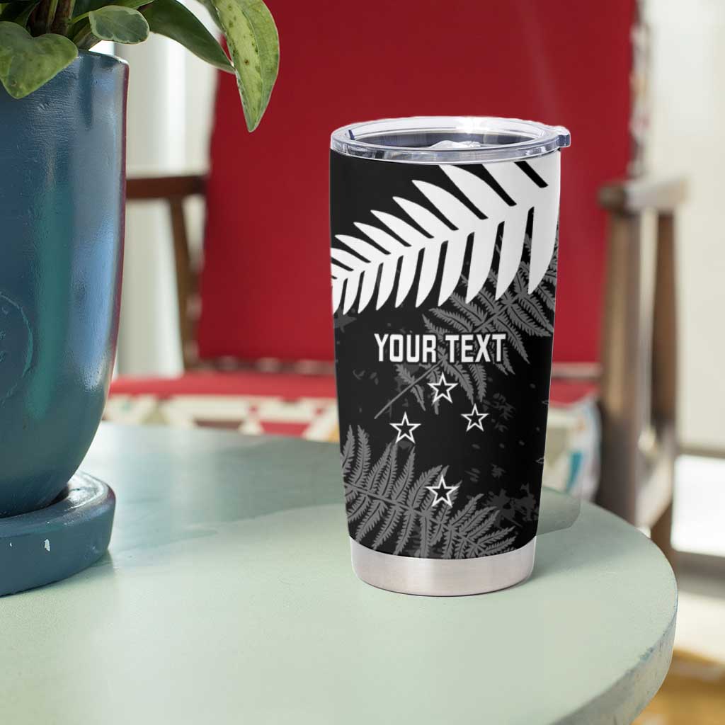 Custom New Zealand Silver Fern Football Tumbler Cup Go Aotearoa Grunge Black - Polynesian Pride