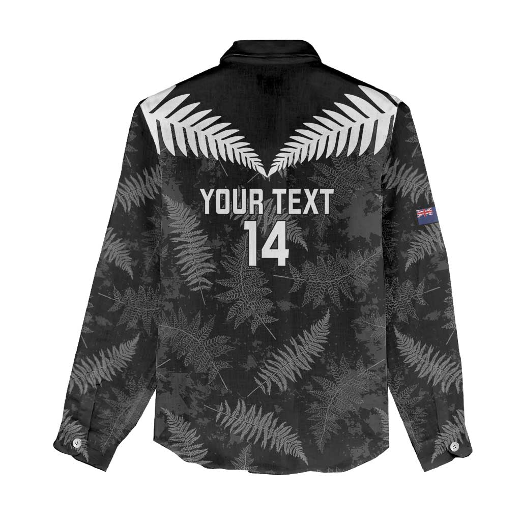 Custom New Zealand Silver Fern Football Women Casual Shirt Go Aotearoa Grunge Black - Polynesian Pride