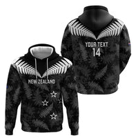 Custom New Zealand Silver Fern Football Zip Hoodie Go Aotearoa Grunge Black - Polynesian Pride