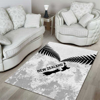 Custom New Zealand Silver Fern Football Area Rug Go Aotearoa Grunge White - Polynesian Pride