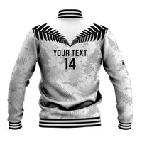 Custom New Zealand Silver Fern Football Baseball Jacket Go Aotearoa Grunge White - Polynesian Pride