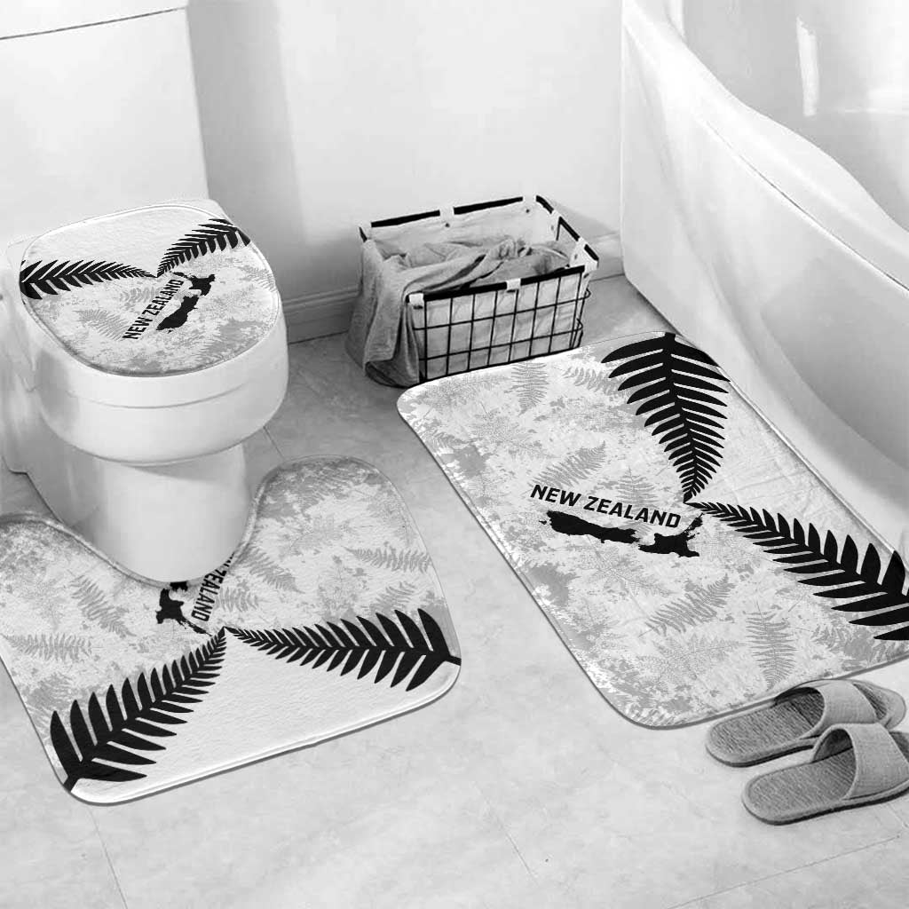 Custom New Zealand Silver Fern Football Bathroom Set Go Aotearoa Grunge White - Polynesian Pride
