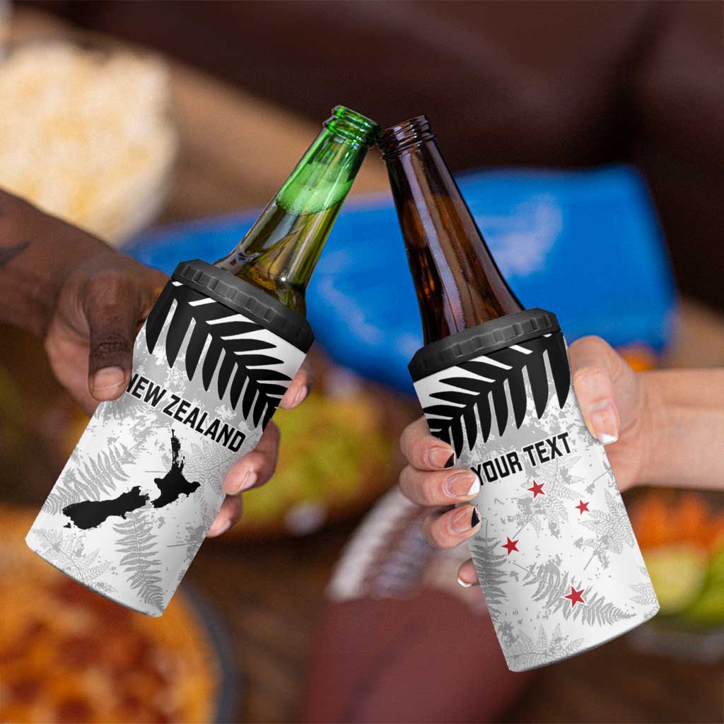 Custom New Zealand Silver Fern Football 4 in 1 Can Cooler Tumbler Go Aotearoa Grunge White - Polynesian Pride