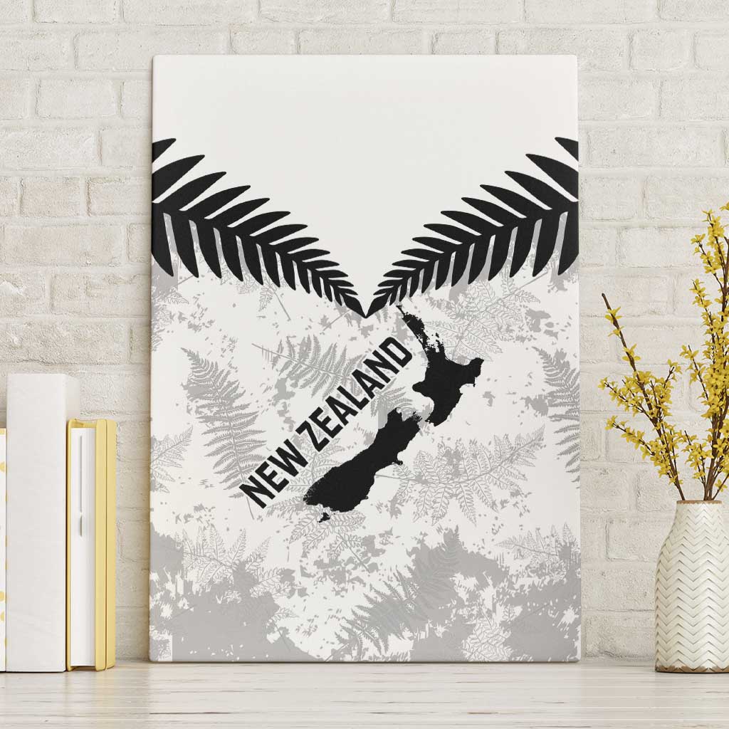 Custom New Zealand Silver Fern Football Canvas Wall Art Go Aotearoa Grunge White - Polynesian Pride