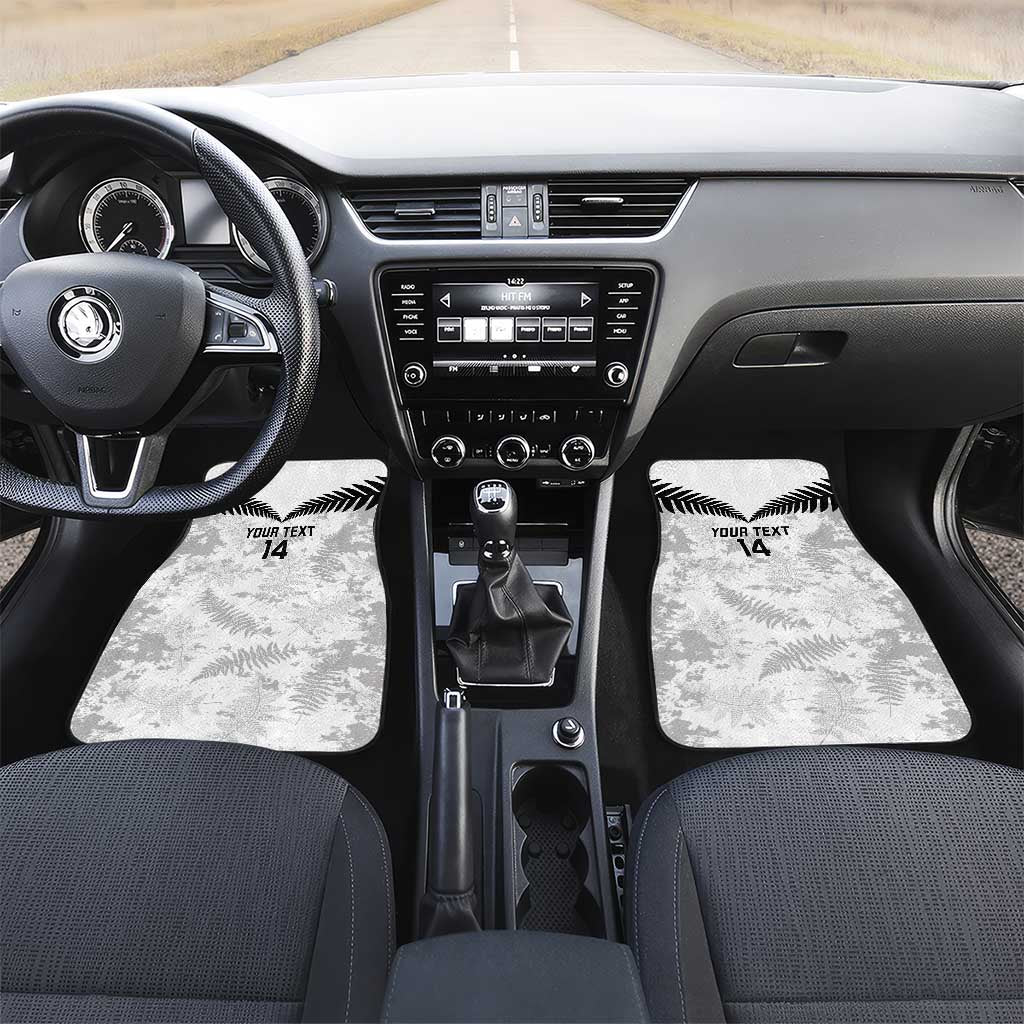 Custom New Zealand Silver Fern Football Car Mats Go Aotearoa Grunge White - Polynesian Pride
