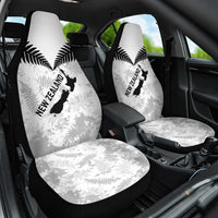 Custom New Zealand Silver Fern Football Car Seat Cover Go Aotearoa Grunge White - Polynesian Pride