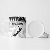 Custom New Zealand Silver Fern Football Ceramic Mug Go Aotearoa Grunge White - Polynesian Pride