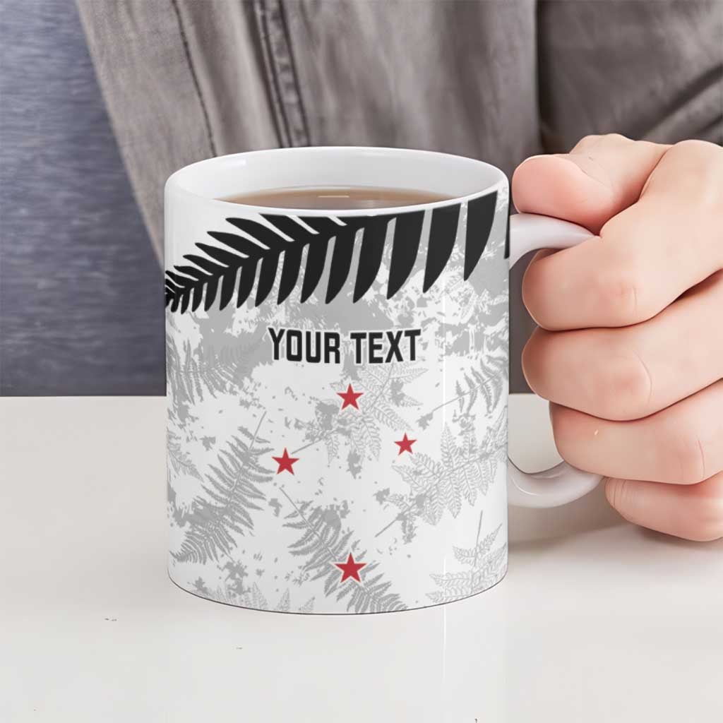 Custom New Zealand Silver Fern Football Ceramic Mug Go Aotearoa Grunge White - Polynesian Pride