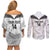 Custom New Zealand Silver Fern Football Couples Matching Off Shoulder Short Dress and Long Sleeve Button Shirt Go Aotearoa Grunge White - Polynesian Pride