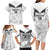 Custom New Zealand Silver Fern Football Family Matching Long Sleeve Bodycon Dress and Hawaiian Shirt Go Aotearoa Grunge White - Polynesian Pride