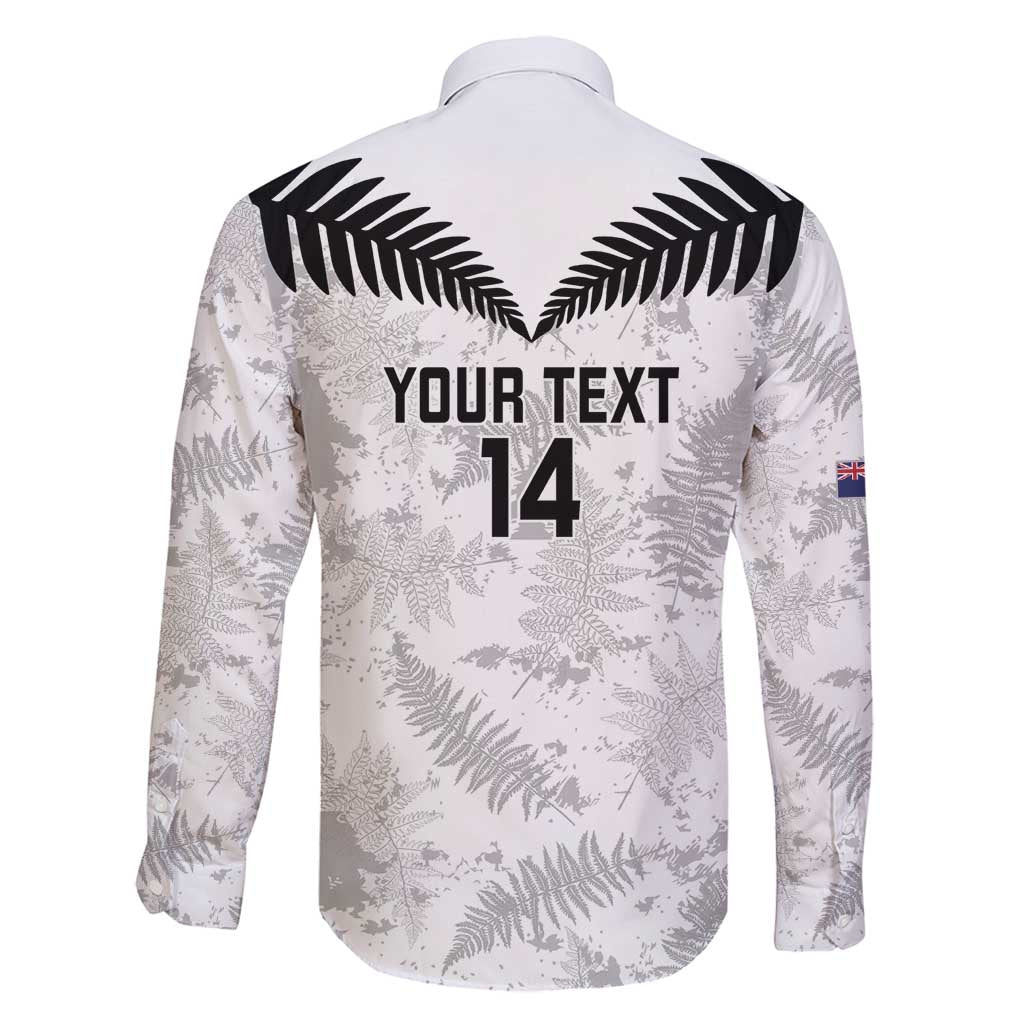 Custom New Zealand Silver Fern Football Family Matching Long Sleeve Bodycon Dress and Hawaiian Shirt Go Aotearoa Grunge White - Polynesian Pride