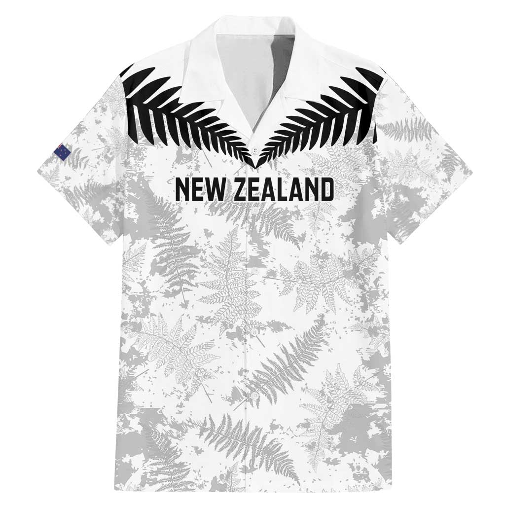 Custom New Zealand Silver Fern Football Family Matching Mermaid Dress and Hawaiian Shirt Go Aotearoa Grunge White - Polynesian Pride