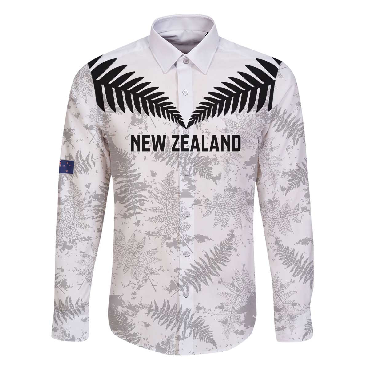 Custom New Zealand Silver Fern Football Family Matching Off The Shoulder Long Sleeve Dress and Hawaiian Shirt Go Aotearoa Grunge White - Polynesian Pride
