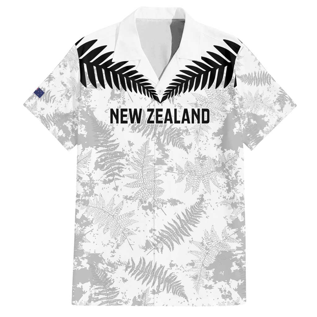 Custom New Zealand Silver Fern Football Family Matching Puletasi and Hawaiian Shirt Go Aotearoa Grunge White - Polynesian Pride