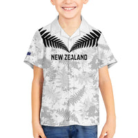 Custom New Zealand Silver Fern Football Family Matching Summer Maxi Dress and Hawaiian Shirt Go Aotearoa Grunge White - Polynesian Pride