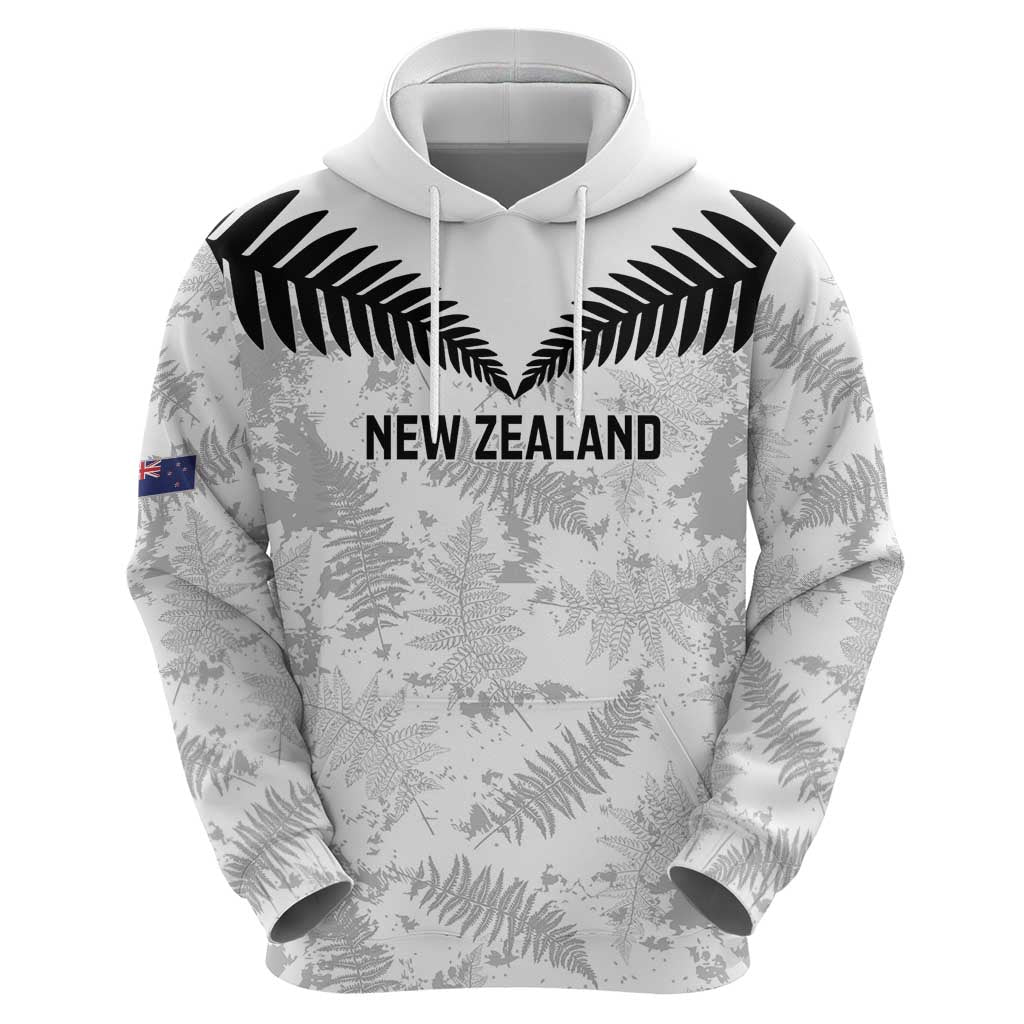 Custom New Zealand Silver Fern Football Hoodie Go Aotearoa Grunge White - Polynesian Pride