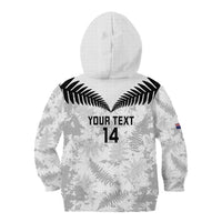 Custom New Zealand Silver Fern Football Kid Hoodie Go Aotearoa Grunge White - Polynesian Pride