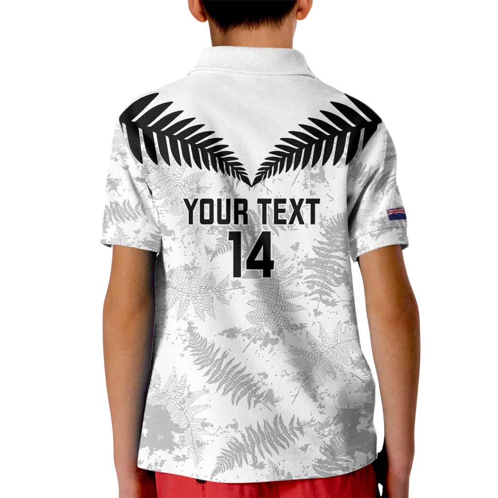 Custom New Zealand Silver Fern Football Kid Polo Shirt Go Aotearoa Grunge White - Polynesian Pride
