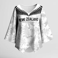 Custom New Zealand Silver Fern Football Kimono Sleeve Blouse Go Aotearoa Grunge White - Polynesian Pride