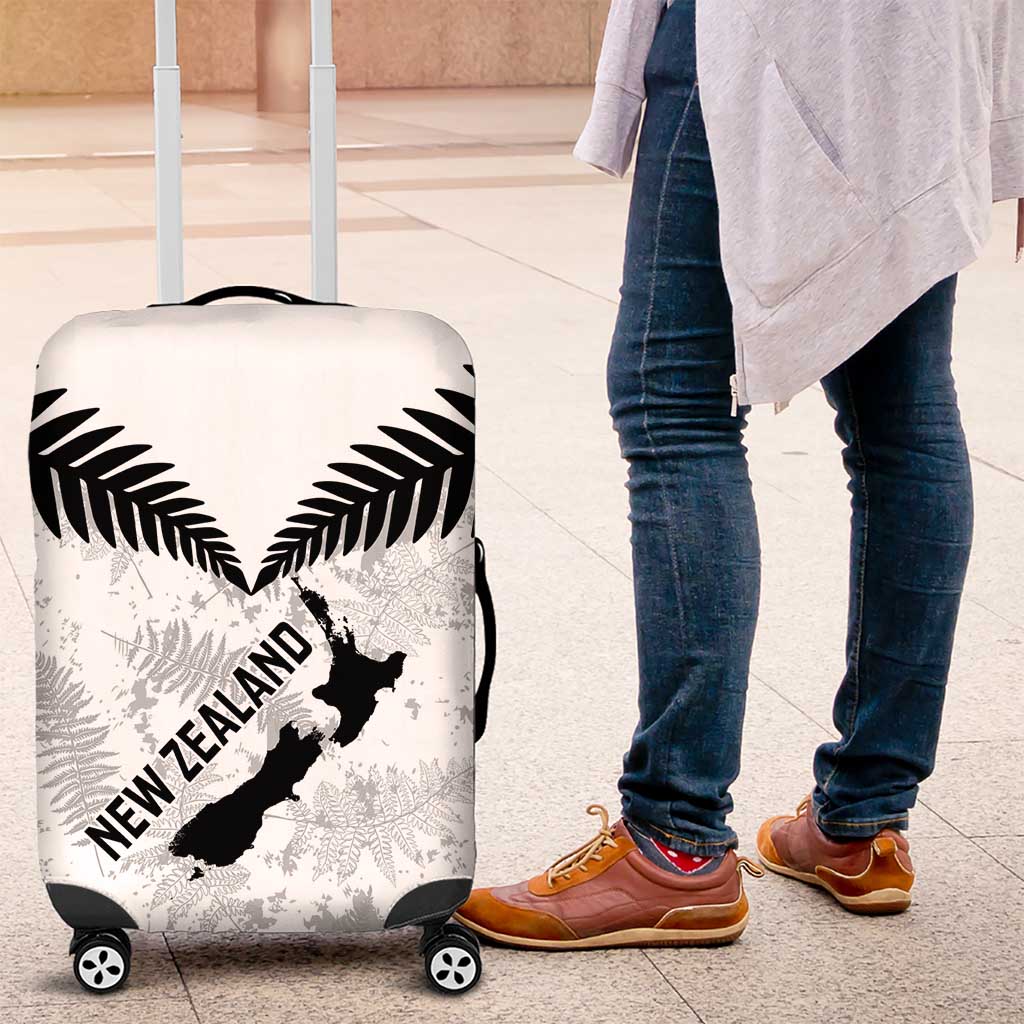 Custom New Zealand Silver Fern Football Luggage Cover Go Aotearoa Grunge White - Polynesian Pride