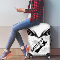 Custom New Zealand Silver Fern Football Luggage Cover Go Aotearoa Grunge White - Polynesian Pride