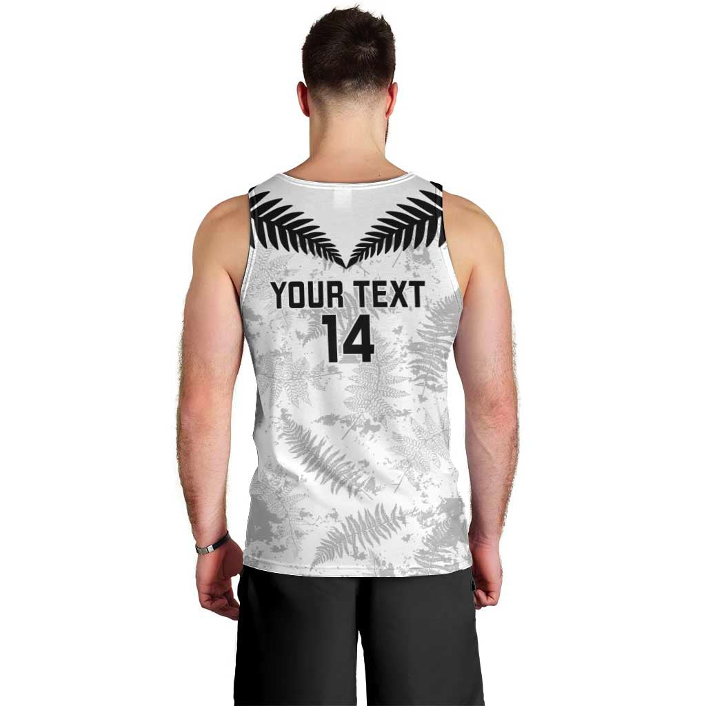 Custom New Zealand Silver Fern Football Men Tank Top Go Aotearoa Grunge White - Polynesian Pride