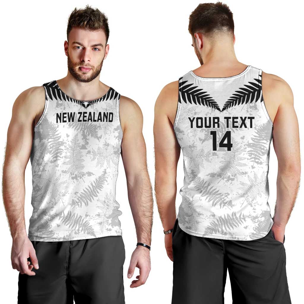 Custom New Zealand Silver Fern Football Men Tank Top Go Aotearoa Grunge White - Polynesian Pride