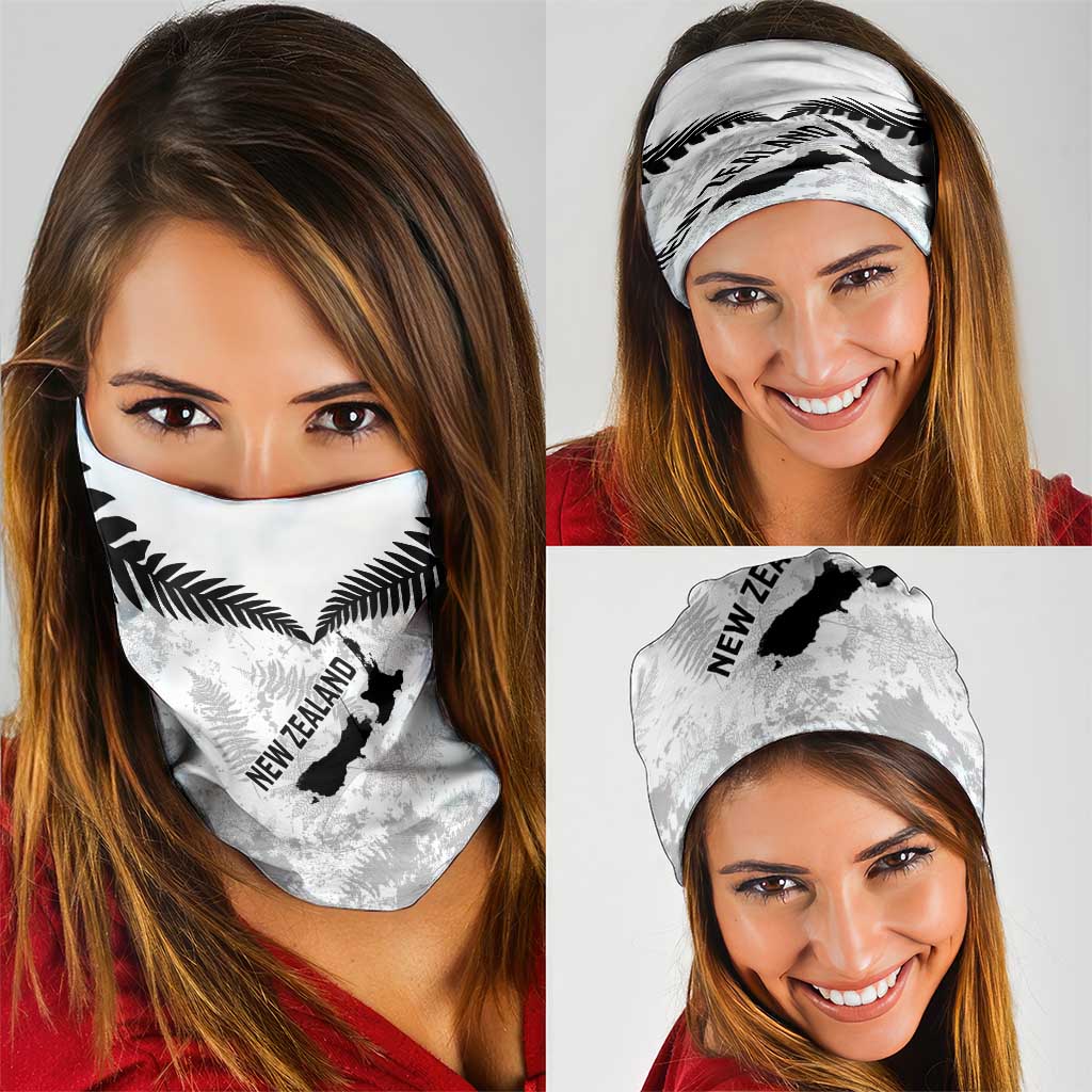 Custom New Zealand Silver Fern Football Neck Gaiter Go Aotearoa Grunge White - Polynesian Pride