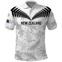 Custom New Zealand Silver Fern Football Polo Shirt Go Aotearoa Grunge White - Polynesian Pride