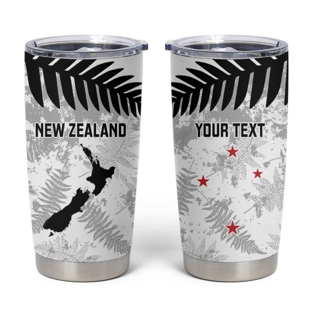 Custom New Zealand Silver Fern Football Tumbler Cup Go Aotearoa Grunge White - Polynesian Pride