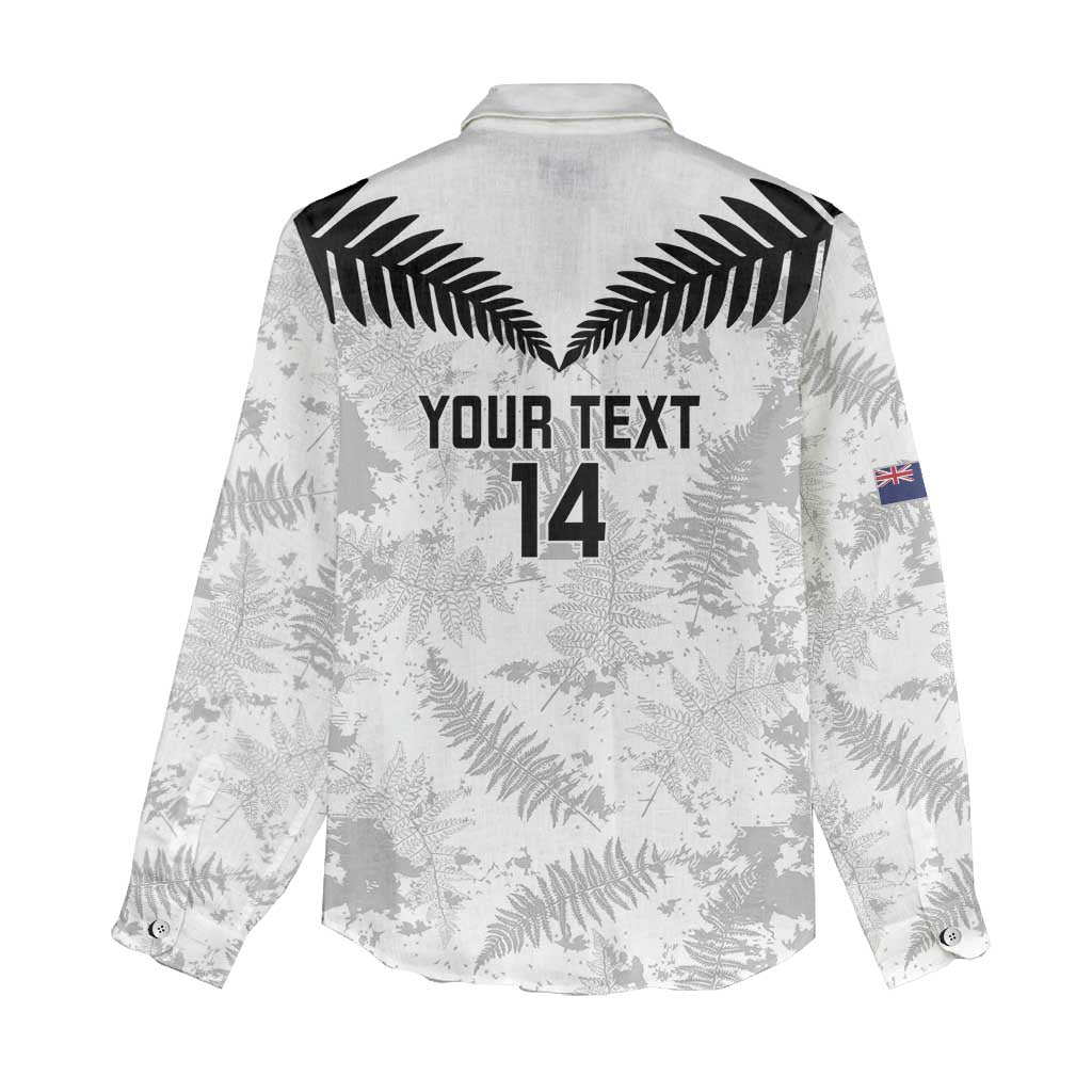Custom New Zealand Silver Fern Football Women Casual Shirt Go Aotearoa Grunge White - Polynesian Pride