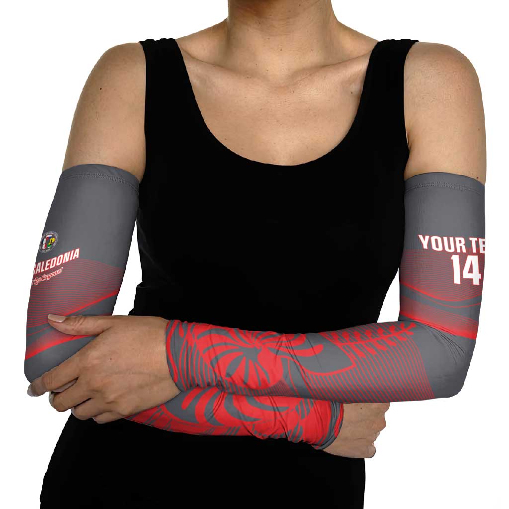 Custom New Caledonia Football Arm Sleeves Allez Les Cagous Grey Version - Polynesian Pride