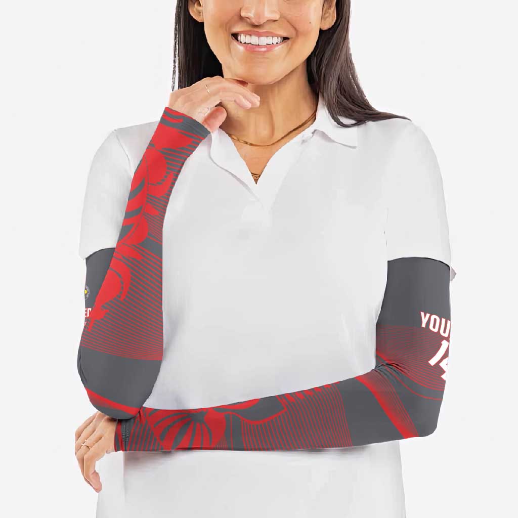 Custom New Caledonia Football Arm Sleeves Allez Les Cagous Grey Version - Polynesian Pride