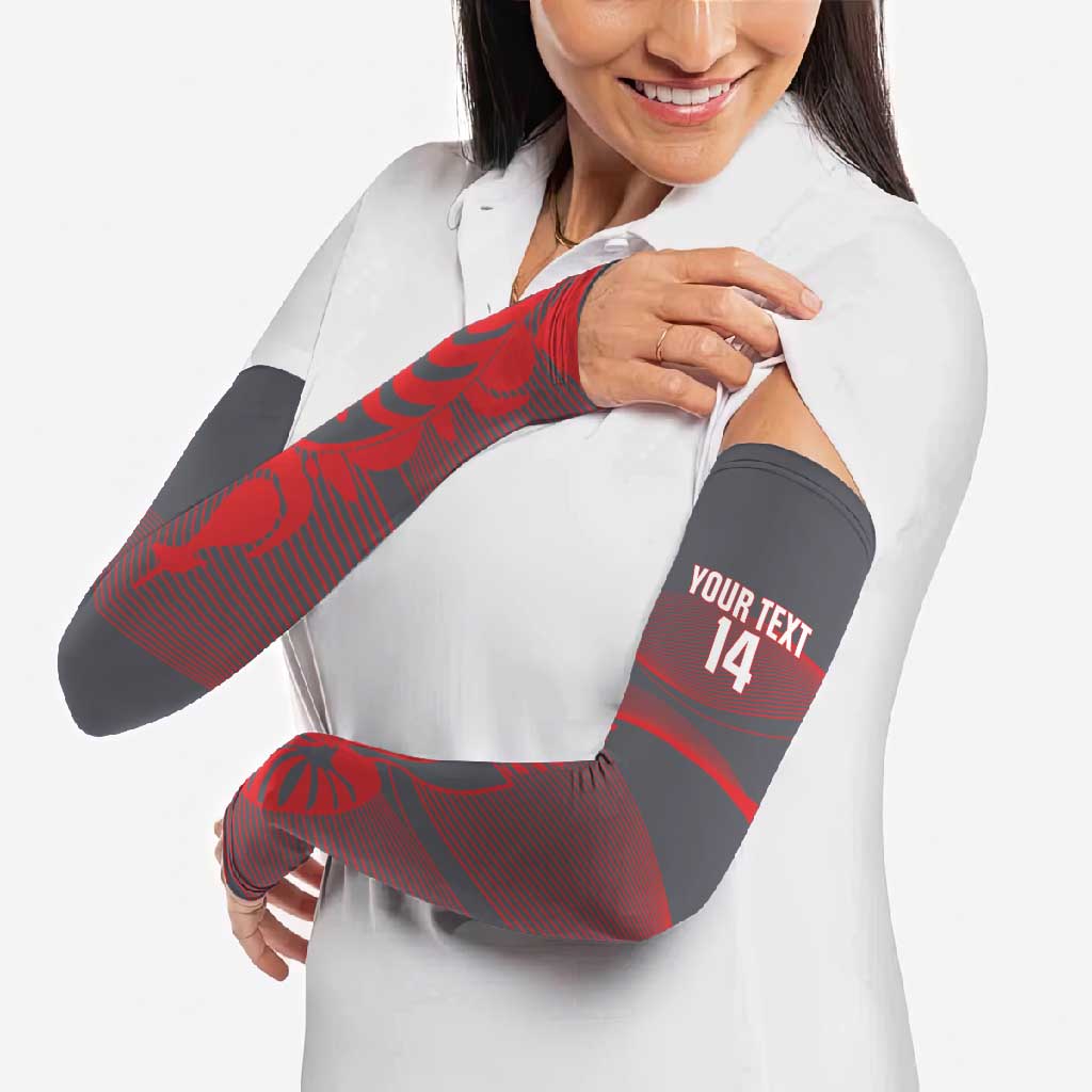 Custom New Caledonia Football Arm Sleeves Allez Les Cagous Grey Version - Polynesian Pride
